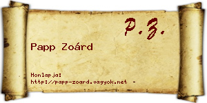 Papp Zoárd névjegykártya